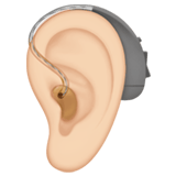 Apple design of the ear with hearing aid: light skin tone emoji verson:ios 16.4