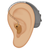 Apple design of the ear with hearing aid: medium-light skin tone emoji verson:ios 16.4