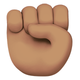 Apple design of the raised fist: medium skin tone emoji verson:ios 16.4