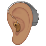 Apple design of the ear with hearing aid: medium skin tone emoji verson:ios 16.4