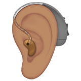 Apple design of the ear with hearing aid: medium skin tone emoji verson:ios 16.4