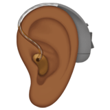 Apple design of the ear with hearing aid: medium-dark skin tone emoji verson:ios 16.4