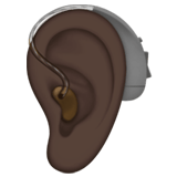 Apple design of the ear with hearing aid: dark skin tone emoji verson:ios 16.4