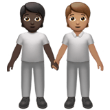Apple design of the people holding hands: dark skin tone medium skin tone emoji verson:ios 16.4