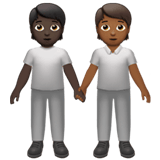 Apple design of the people holding hands: dark skin tone medium-dark skin tone emoji verson:ios 16.4