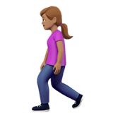 Apple design of the woman walking: medium skin tone emoji verson:ios 16.4