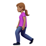 Apple design of the woman walking: medium skin tone emoji verson:ios 16.4