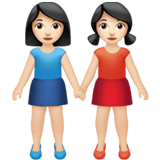 Apple design of the women holding hands: light skin tone emoji verson:ios 16.4