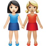 Apple design of the women holding hands: light skin tone medium-light skin tone emoji verson:ios 16.4