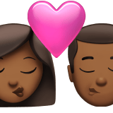 Apple design of the kiss: woman man medium-dark skin tone emoji verson:ios 16.4