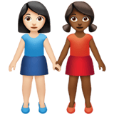 Apple design of the women holding hands: light skin tone medium-dark skin tone emoji verson:ios 16.4