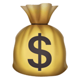 Apple design of the money bag emoji verson:ios 16.4