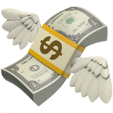 Apple design of the money with wings emoji verson:ios 16.4