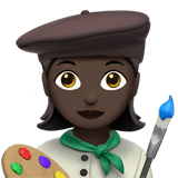 Apple design of the woman artist: dark skin tone emoji verson:ios 16.4