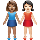 Apple design of the women holding hands: medium skin tone light skin tone emoji verson:ios 16.4
