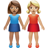 Apple design of the women holding hands: medium skin tone medium-light skin tone emoji verson:ios 16.4