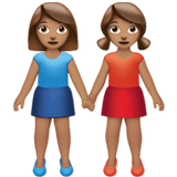 Apple design of the women holding hands: medium skin tone emoji verson:ios 16.4