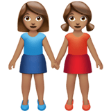 Apple design of the women holding hands: medium skin tone emoji verson:ios 16.4