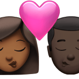 Apple design of the kiss: woman man medium-dark skin tone dark skin tone emoji verson:ios 16.4