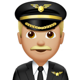 Apple design of the man pilot: medium-light skin tone emoji verson:ios 16.4