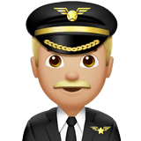 Apple design of the man pilot: medium-light skin tone emoji verson:ios 16.4