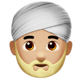 Apple design of the man wearing turban: medium-light skin tone emoji verson:ios 16.4
