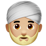 Apple design of the man wearing turban: medium-light skin tone emoji verson:ios 16.4