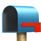 Apple design of the open mailbox with lowered flag emoji verson:ios 16.4