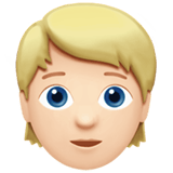 Apple design of the person: light skin tone blond hair emoji verson:ios 16.4