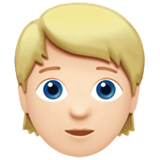 Apple design of the person: light skin tone blond hair emoji verson:ios 16.4