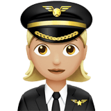 Apple design of the woman pilot: medium-light skin tone emoji verson:ios 16.4