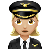 Apple design of the woman pilot: medium-light skin tone emoji verson:ios 16.4