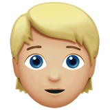 Apple design of the person: medium-light skin tone blond hair emoji verson:ios 16.4