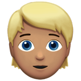 Apple design of the person: medium skin tone blond hair emoji verson:ios 16.4