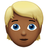Apple design of the person: medium-dark skin tone blond hair emoji verson:ios 16.4