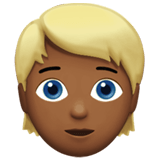 Apple design of the person: medium-dark skin tone blond hair emoji verson:ios 16.4