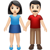 Apple design of the woman and man holding hands: light skin tone emoji verson:ios 16.4