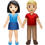 Apple design of the woman and man holding hands: light skin tone medium-light skin tone emoji verson:ios 16.4