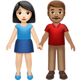Apple design of the woman and man holding hands: light skin tone medium skin tone emoji verson:ios 16.4