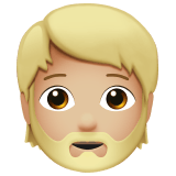Apple design of the person: medium-light skin tone beard emoji verson:ios 16.4