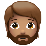 Apple design of the person: medium skin tone beard emoji verson:ios 16.4