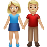 Apple design of the woman and man holding hands: medium-light skin tone emoji verson:ios 16.4