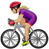 Apple design of the woman biking: medium-light skin tone emoji verson:ios 16.4