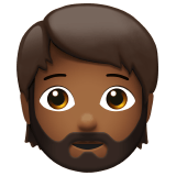 Apple design of the person: medium-dark skin tone beard emoji verson:ios 16.4