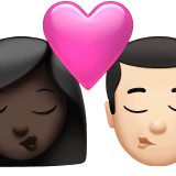 Apple design of the kiss: woman man dark skin tone light skin tone emoji verson:ios 16.4