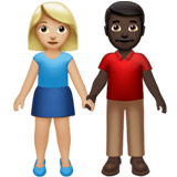 Apple design of the woman and man holding hands: medium-light skin tone dark skin tone emoji verson:ios 16.4