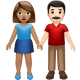 Apple design of the woman and man holding hands: medium skin tone light skin tone emoji verson:ios 16.4