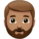 Apple design of the man: medium skin tone beard emoji verson:ios 16.4