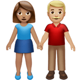 Apple design of the woman and man holding hands: medium skin tone medium-light skin tone emoji verson:ios 16.4