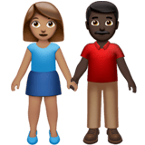 Apple design of the woman and man holding hands: medium skin tone dark skin tone emoji verson:ios 16.4